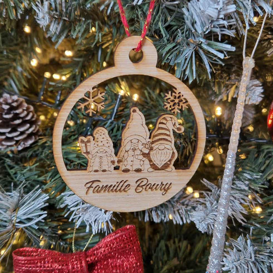 Boule de noël Famille gnome