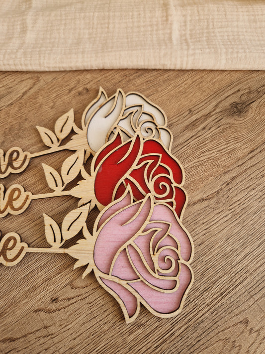 Rose en bois éternel - Fêtes des Mamies