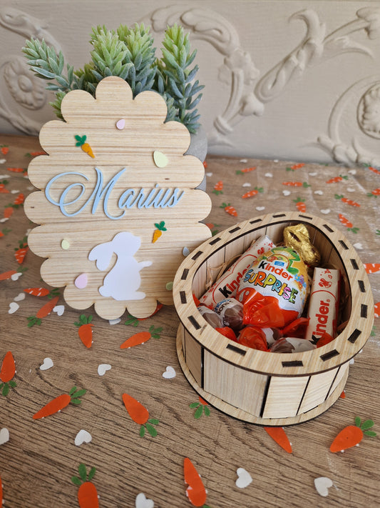 Boite à œufs de pâques - Thème Œuf et carotte - Personnalisé