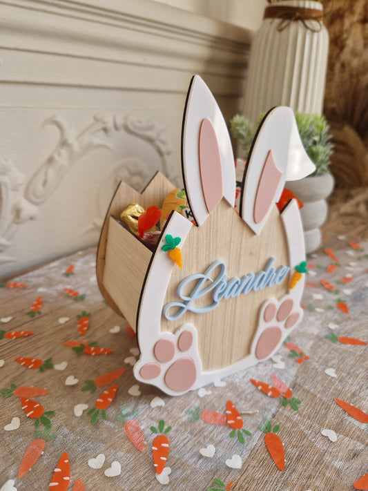Panier lapin de Pâques - Personnalisé - Bois et Plexi