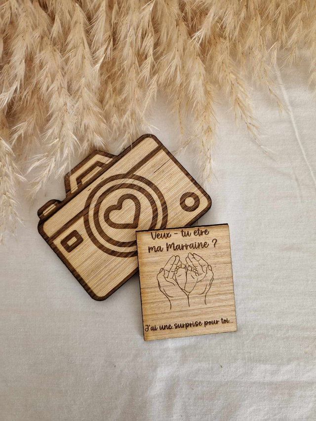 🌿 Faire-part en bois personnalisé – Annonce de grossesse ou demande de parrain/marraine