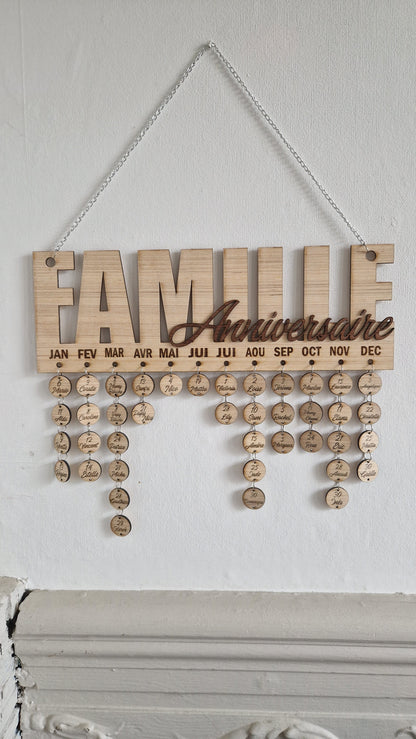 Calendrier des anniversaires