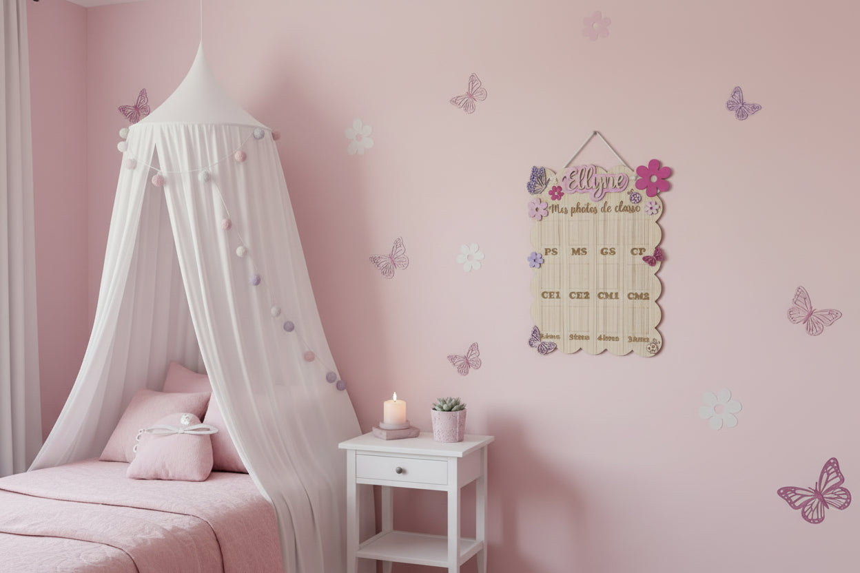 Panneau photo Fleurs et Papillon