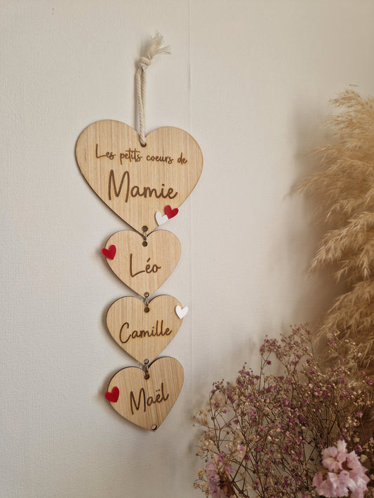 Suspensions " Les petits cœurs de mamie " - Fêtes des mamies