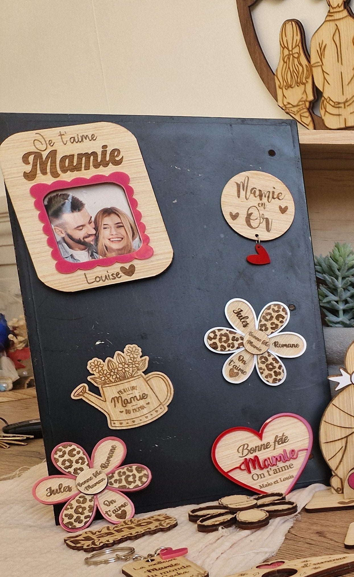 Magnet photo Bois et Acrylique - Fêtes des mamie