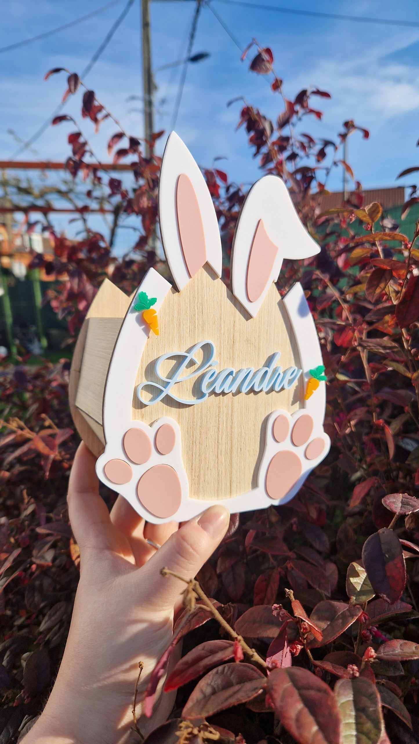 Panier lapin de Pâques - Personnalisé - Bois et Plexi