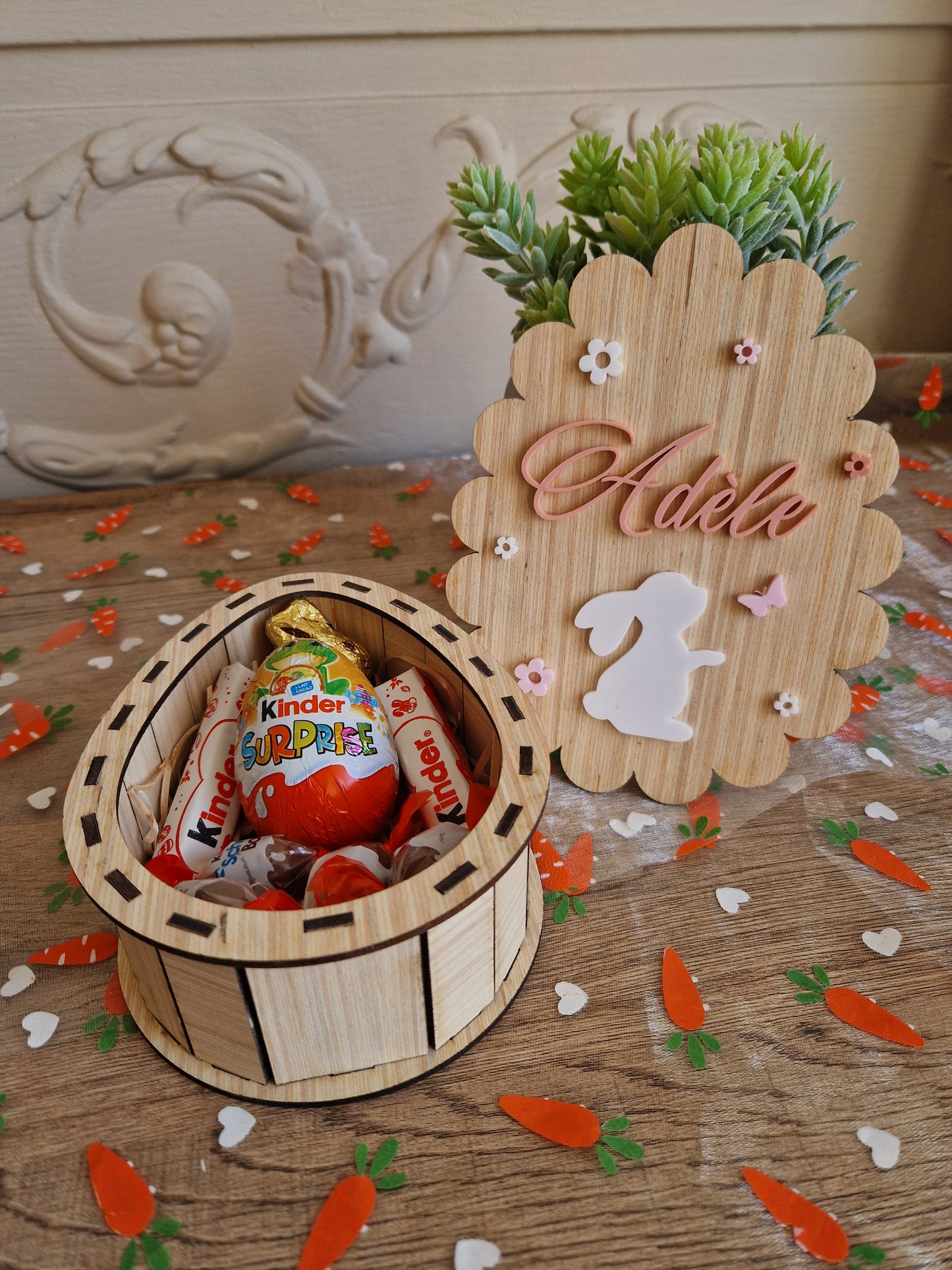 Boite œuf de Pâques - thème Papillon et fleurs - Personnalisé