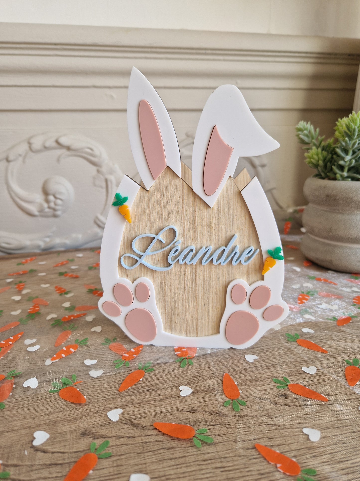 Panier lapin de Pâques - Personnalisé - Bois et Plexi