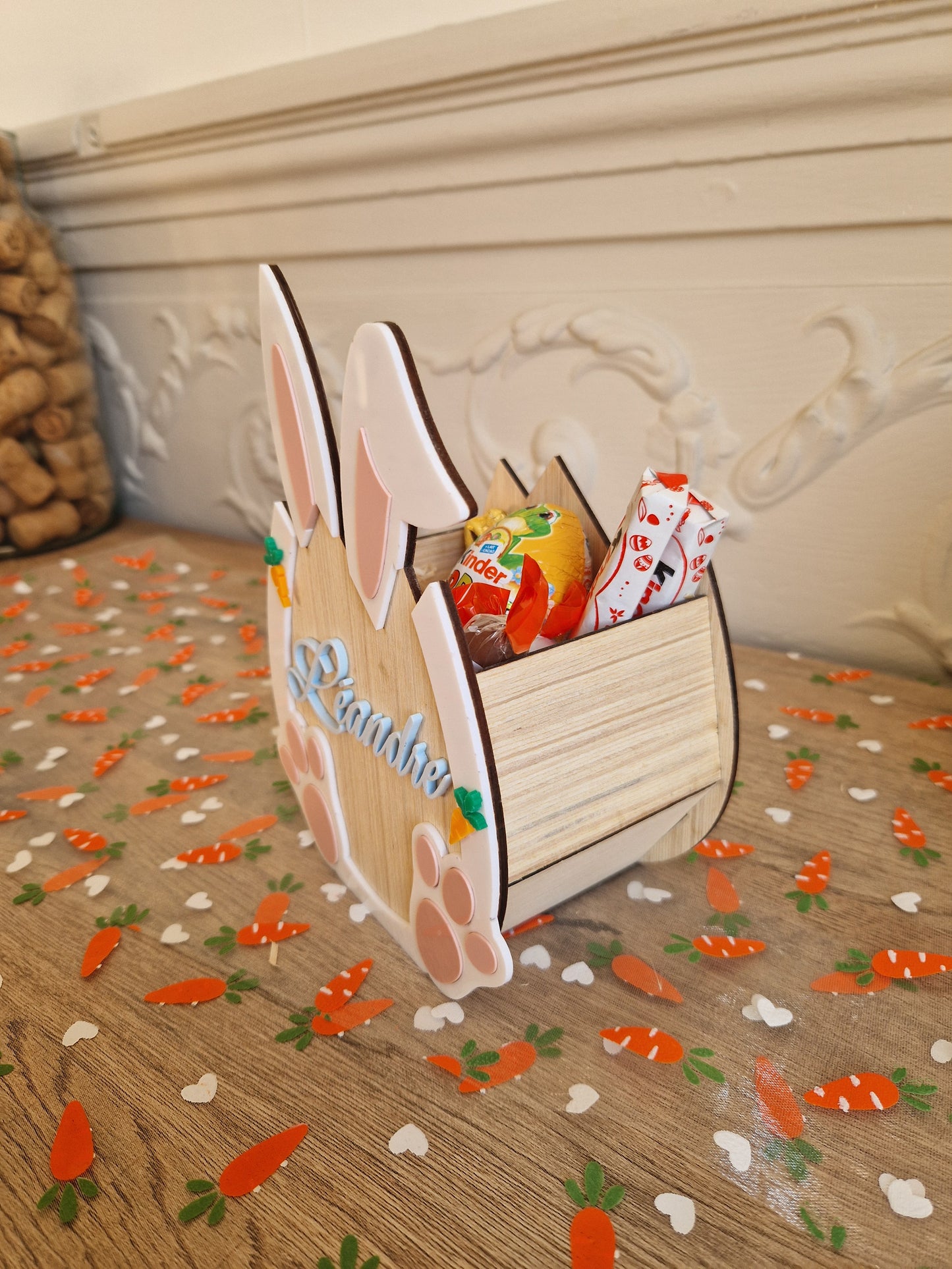 Panier lapin de Pâques - Personnalisé - Bois et Plexi