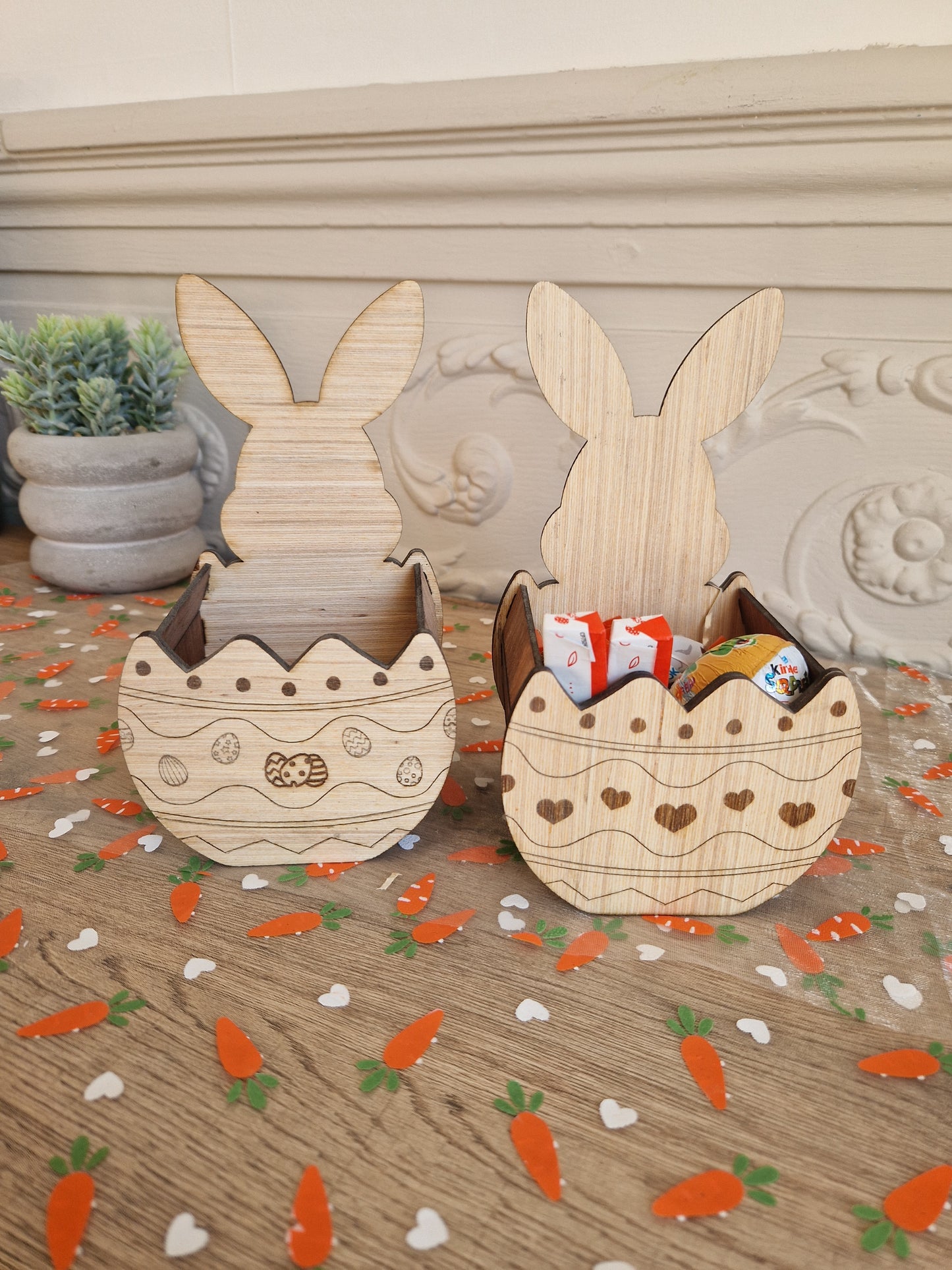 Panier de Pâques en bois - Lapin personnalisé