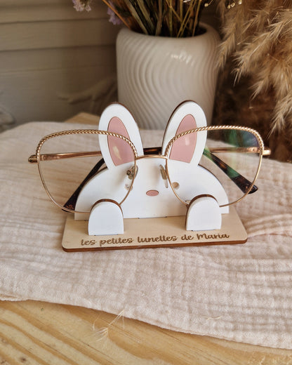 Porte lunettes enfant personnalisé Lapin en bois et plexi