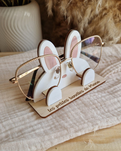 Porte lunettes enfant personnalisé Lapin en bois et plexi