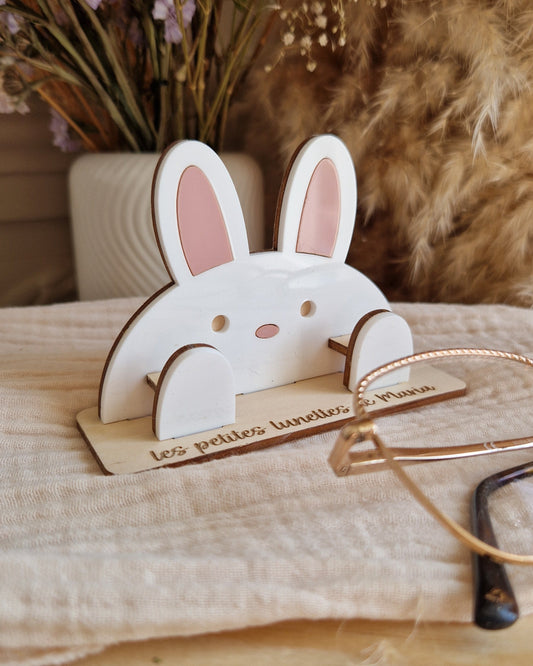 Porte lunettes enfant personnalisé Lapin en bois et plexi