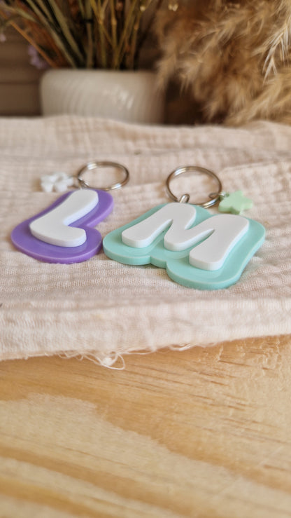 Porte-clé personnalisé avec initiale en bois et plexi – Lettre personnalisable