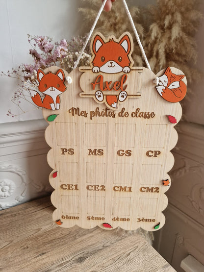 Panneau photo de classe ou naissance - Renard