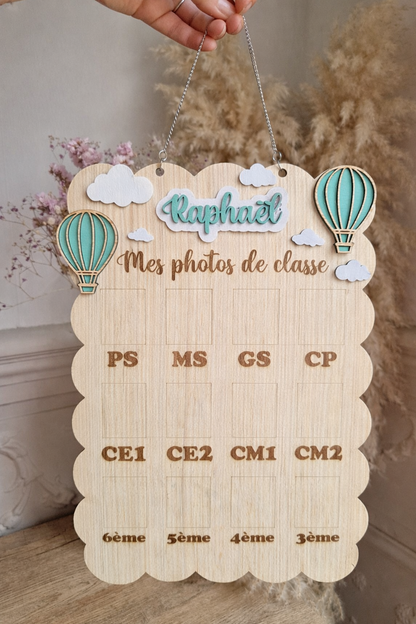 Panneau photo de classe ou naissance - Montgolfiere