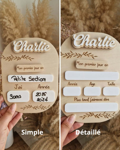 Panneau photo de rentrée scolaire personnalisé en bois - Mixte