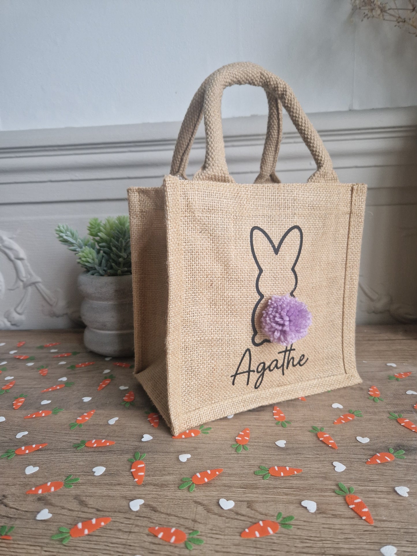 Sac Lapin pompon - Pâques - Enfant - Personnalisé