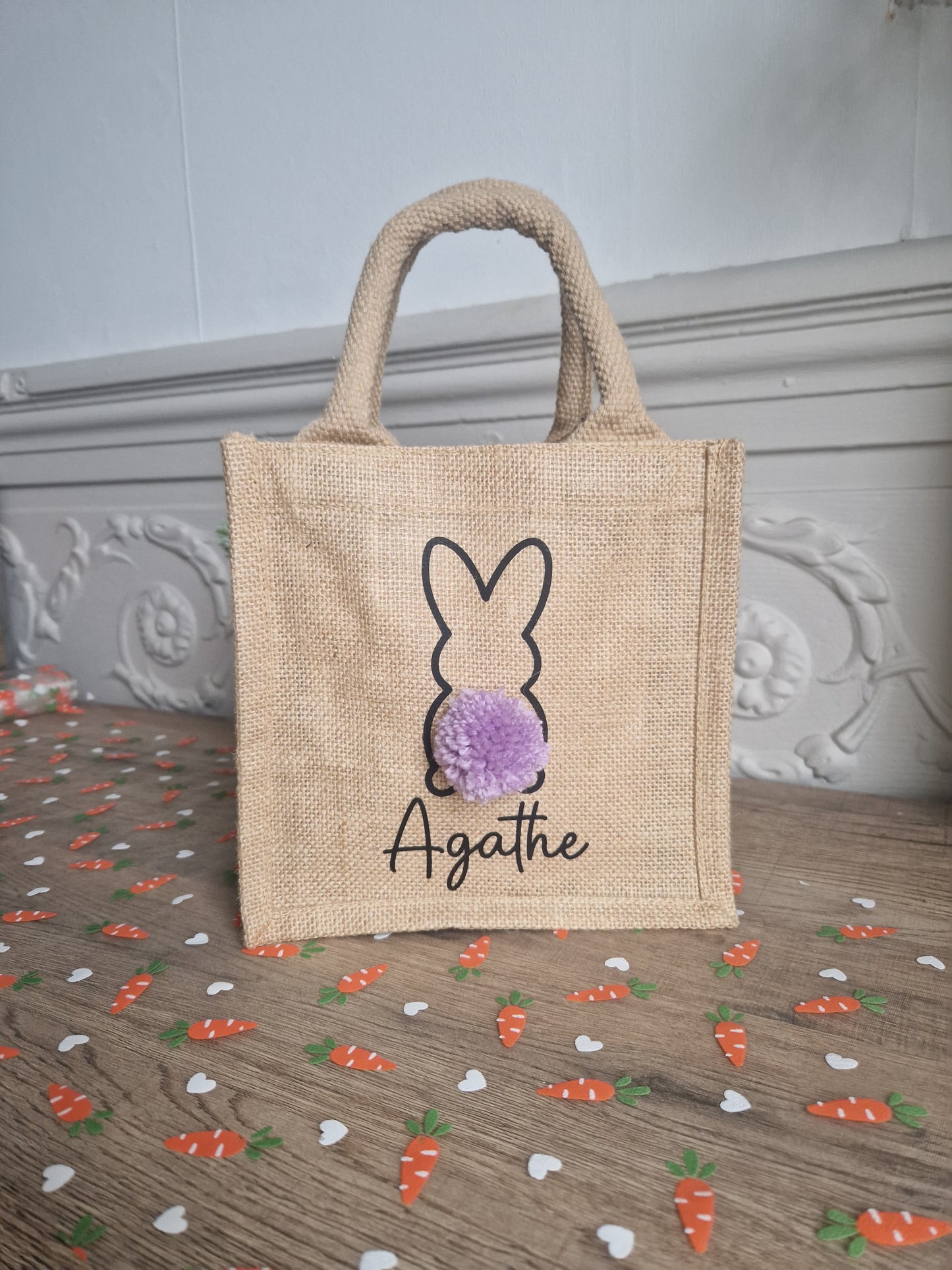 Sac Lapin pompon - Pâques - Enfant - Personnalisé